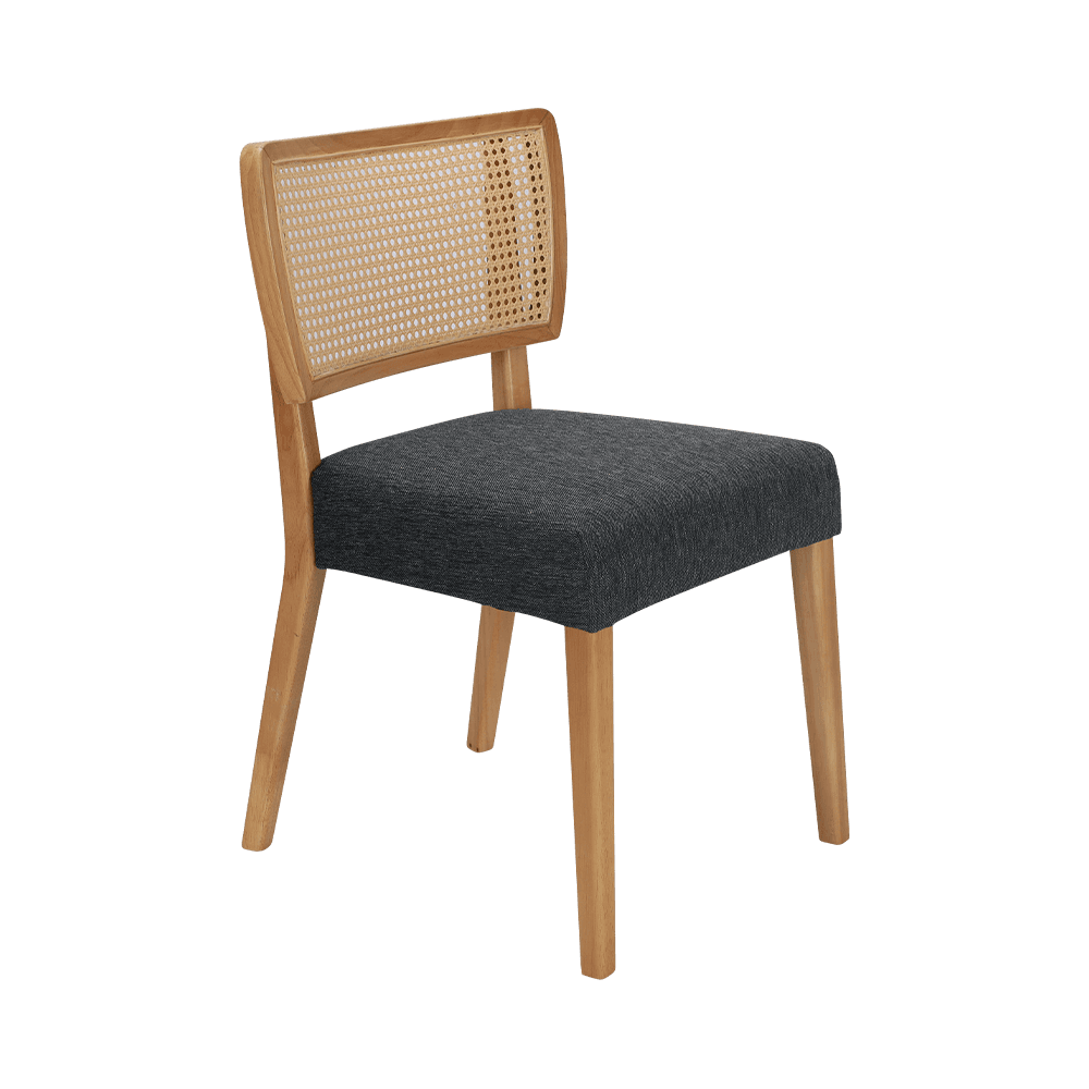 Ghế ăn gỗ màu xám với tựa lưng